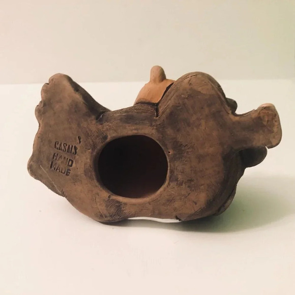 Vintage Hand Made Casals Bull Figurine Clay  Art 5.5 Inch Long Pottery Figure - Picture 10 of 16